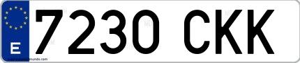 Ejemplo de matrícula española 7230 CKK