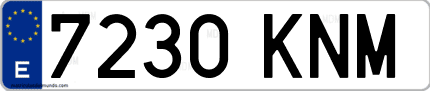 Ejemplo de matrícula de coche ordinaria 7230 KNM