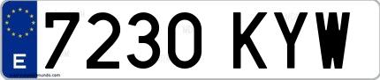 Ejemplo de matrícula española 7230 KYW