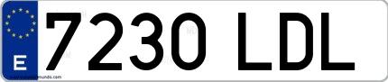 Ejemplo de matrícula española 7230 LDL