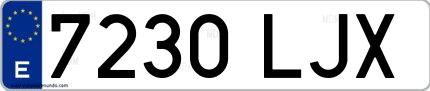 Ejemplo de matrícula española 7230 LJX