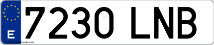 Ejemplo de matrícula de coche ordinaria 7230 LNB