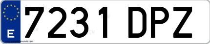 Ejemplo de matrícula española 7231 DPZ