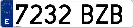 Ejemplo de matrícula española 7232 BZB