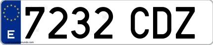 Ejemplo de matrícula española 7232 CDZ