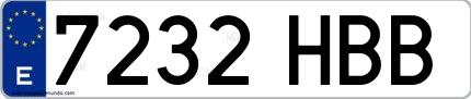 Ejemplo de matrícula española 7232 HBB