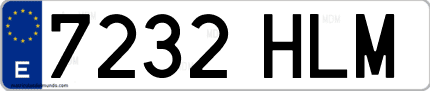 Ejemplo de matrícula de coche ordinaria 7232 HLM