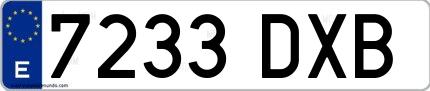 Ejemplo de matrícula española 7233 DXB