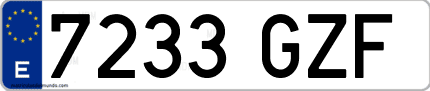 Ejemplo de matrícula de coche ordinaria 7233 GZF
