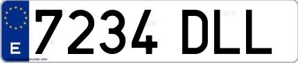 Ejemplo de matrícula española 7234 DLL
