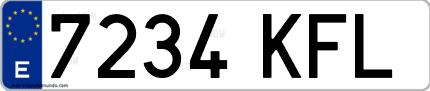 Ejemplo de matrícula de coche ordinaria 7234 KFL