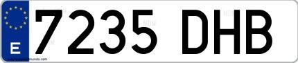 Ejemplo de matrícula española 7235 DHB