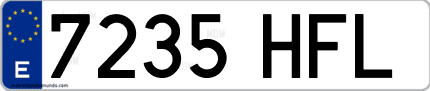 Ejemplo de matrícula de coche ordinaria 7235 HFL