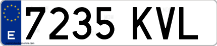 Ejemplo de matrícula de coche ordinaria 7235 KVL