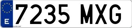 Ejemplo de matrícula española 7235 MXG