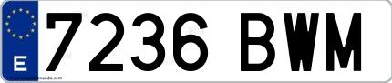 Ejemplo de matrícula española 7236 BWM