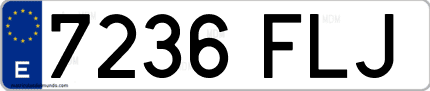 Ejemplo de matrícula de coche ordinaria 7236 FLJ