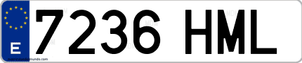 Ejemplo de matrícula de coche ordinaria 7236 HML