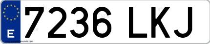 Ejemplo de matrícula española 7236 LKJ