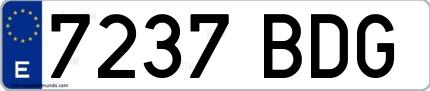 Ejemplo de matrícula española 7237 BDG