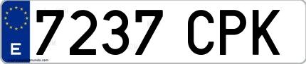 Ejemplo de matrícula española 7237 CPK