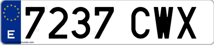 Ejemplo de matrícula de coche ordinaria 7237 CWX