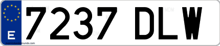 Ejemplo de matrícula de coche ordinaria 7237 DLW