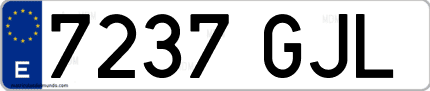 Ejemplo de matrícula de coche ordinaria 7237 GJL