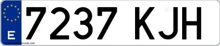 Ejemplo de matrícula española 7237 KJH