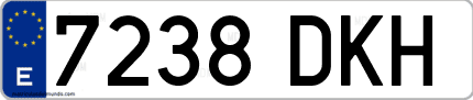 Ejemplo de matrícula de coche ordinaria 7238 DKH