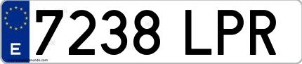 Ejemplo de matrícula española 7238 LPR