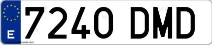 Ejemplo de matrícula española 7240 DMD