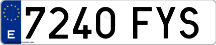 Ejemplo de matrícula de coche ordinaria 7240 FYS