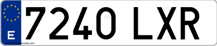 Ejemplo de matrícula de coche ordinaria 7240 LXR