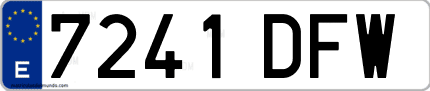 Ejemplo de matrícula de coche ordinaria 7241 DFW