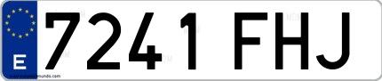 Ejemplo de matrícula española 7241 FHJ