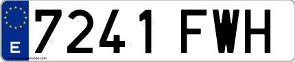 Ejemplo de matrícula española 7241 FWH