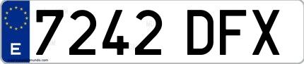 Ejemplo de matrícula española 7242 DFX
