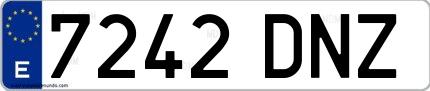 Ejemplo de matrícula española 7242 DNZ