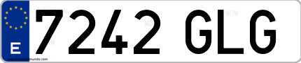 Ejemplo de matrícula de coche ordinaria 7242 GLG