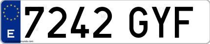Ejemplo de matrícula de coche ordinaria 7242 GYF