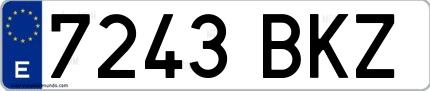 Ejemplo de matrícula española 7243 BKZ