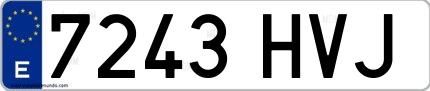 Ejemplo de matrícula española 7243 HVJ