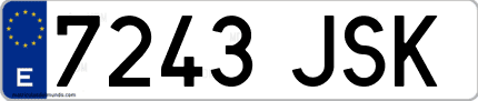 Ejemplo de matrícula de coche ordinaria 7243 JSK