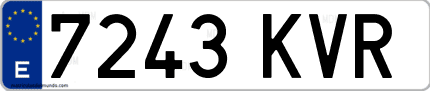 Ejemplo de matrícula de coche ordinaria 7243 KVR