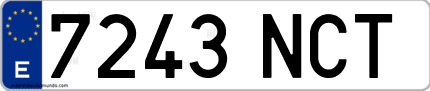 Ejemplo de matrícula de coche ordinaria 7243 NCT