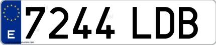 Ejemplo de matrícula española 7244 LDB