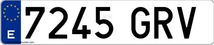 Ejemplo de matrícula española 7245 GRV