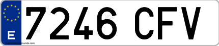 Ejemplo de matrícula de coche ordinaria 7246 CFV