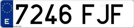 Ejemplo de matrícula española 7246 FJF
